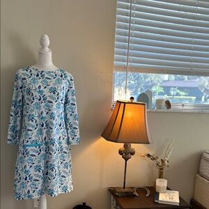 Cabana Life Blue and White Floral Dress NWT